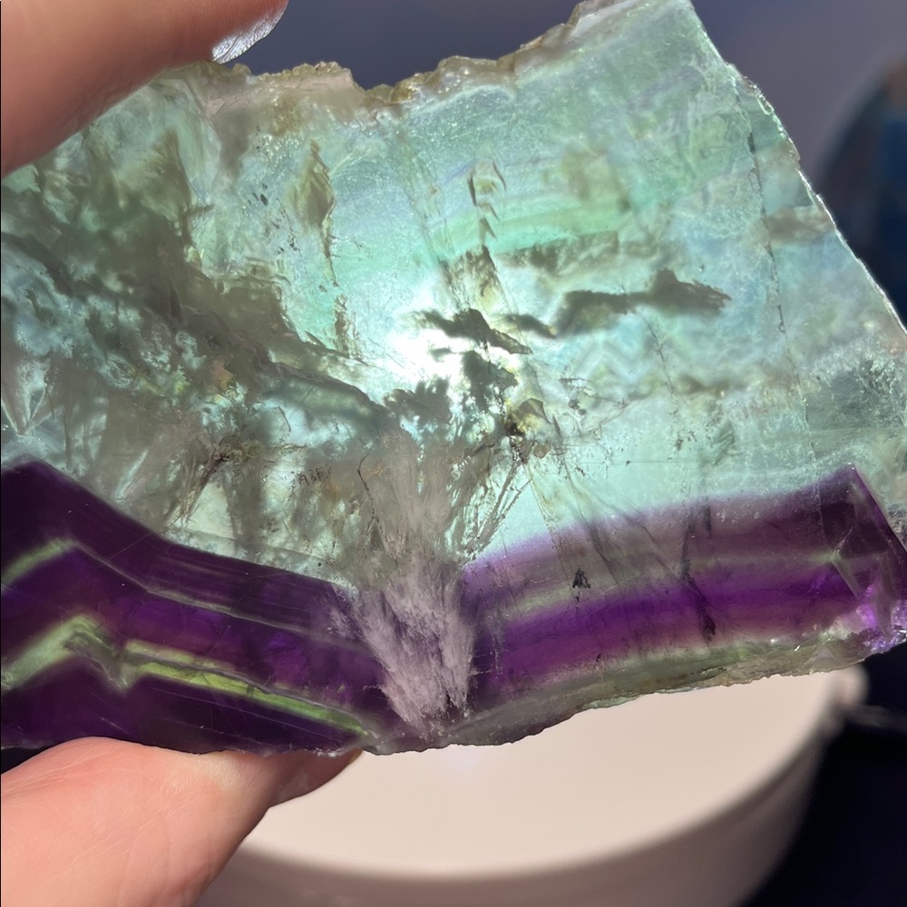 Feather Fluorite Slab 4 1/2 X 2 3/4 - Picture 7 of 7